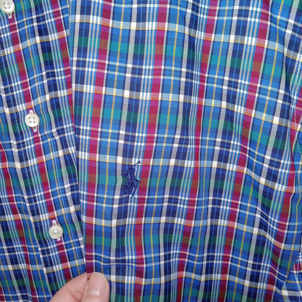 Ralph Lauren Shirt Mens 2XLT Blue Plaid Classic Fit Button Down Cotton Preppy - Picture 4 of 15